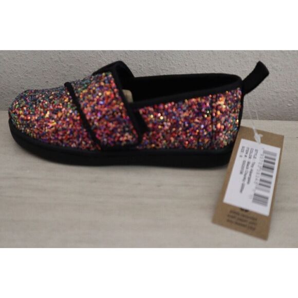 TOMS 10020138 Toddler Girls Sz 8M Black Chunky Glitter Alpargata Loafer Shoes - Picture 5 of 10